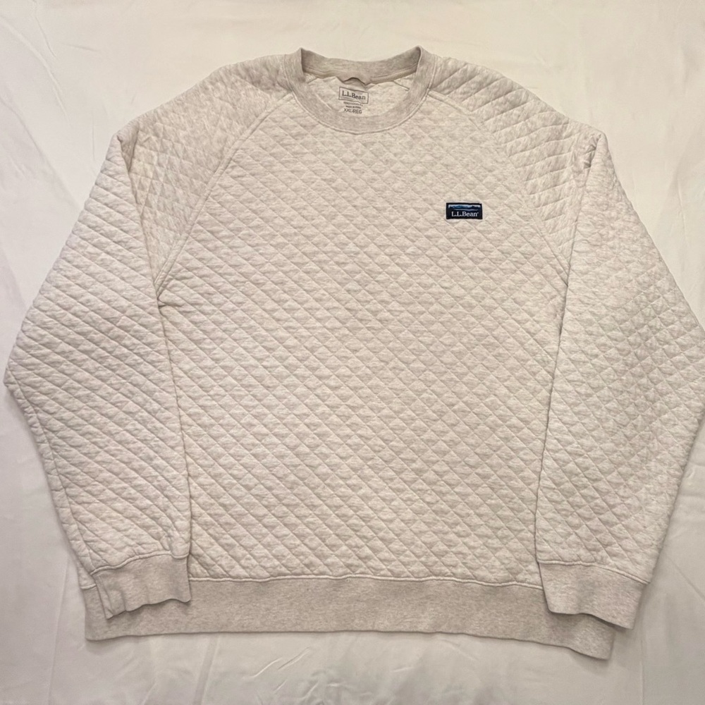 L.L. Bean Men’s Cream Quilted Crewneck Sweatshirt XXL